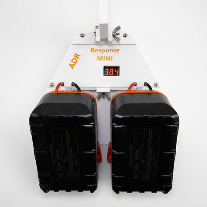 Rear view of Mini Response™ adapter showing dual Ridgid 18V battery slots