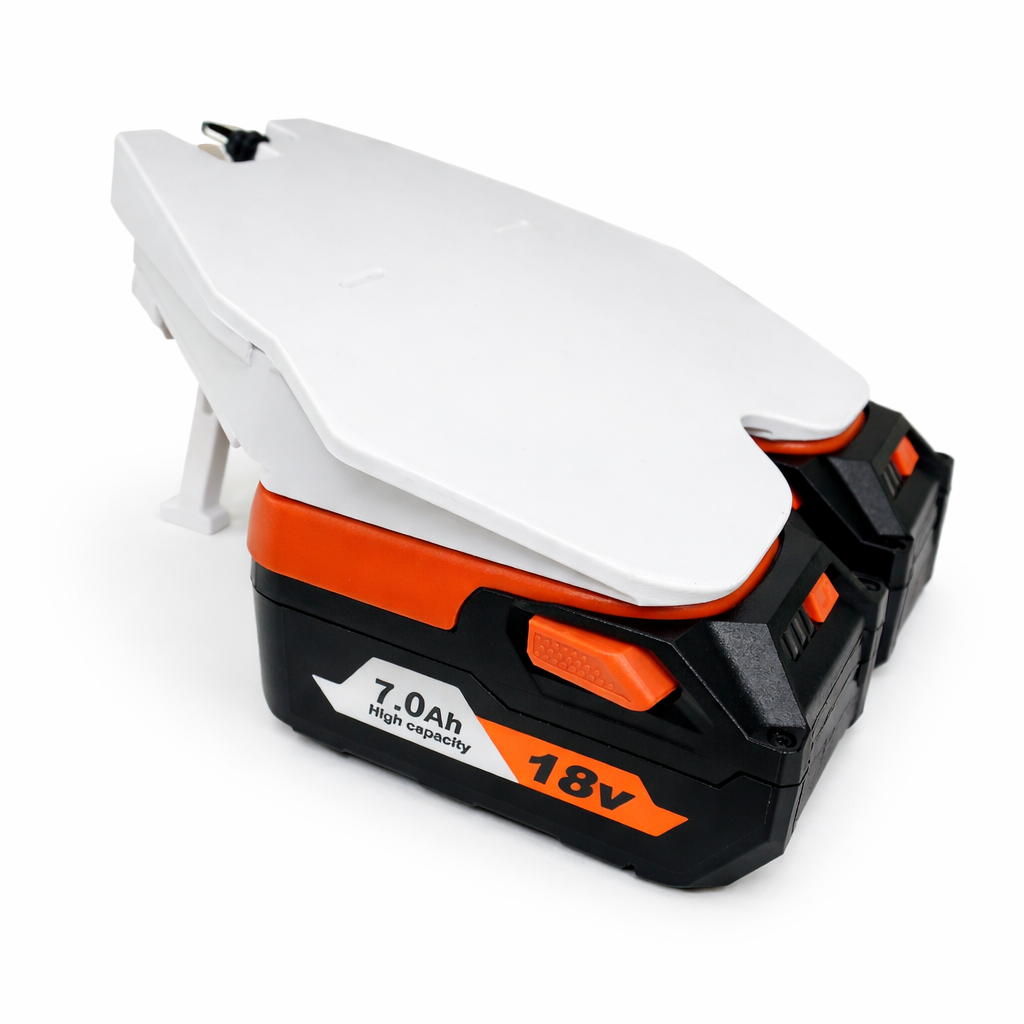Front view of Mini Response™ Ridgid adapter with digital voltage display for Starlink Mini